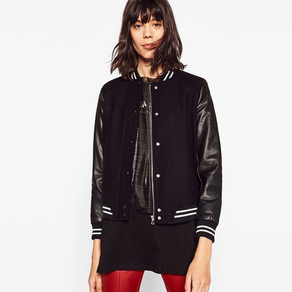 Zara Jackets & Blazers - 🌟HP🌟 Zara TRF Faux Leather Baseball Bomber Jacket